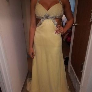 Yellow cutout sequined gown